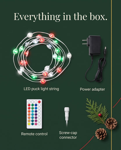 The Eaves permanent outdoor LED roofline lights — everything in the box