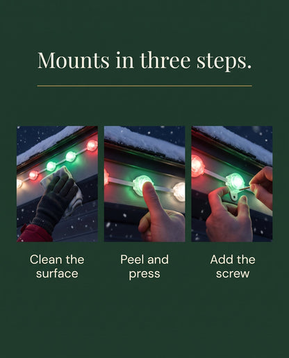 The Eaves permanent outdoor LED roofline lights — mounts in three steps