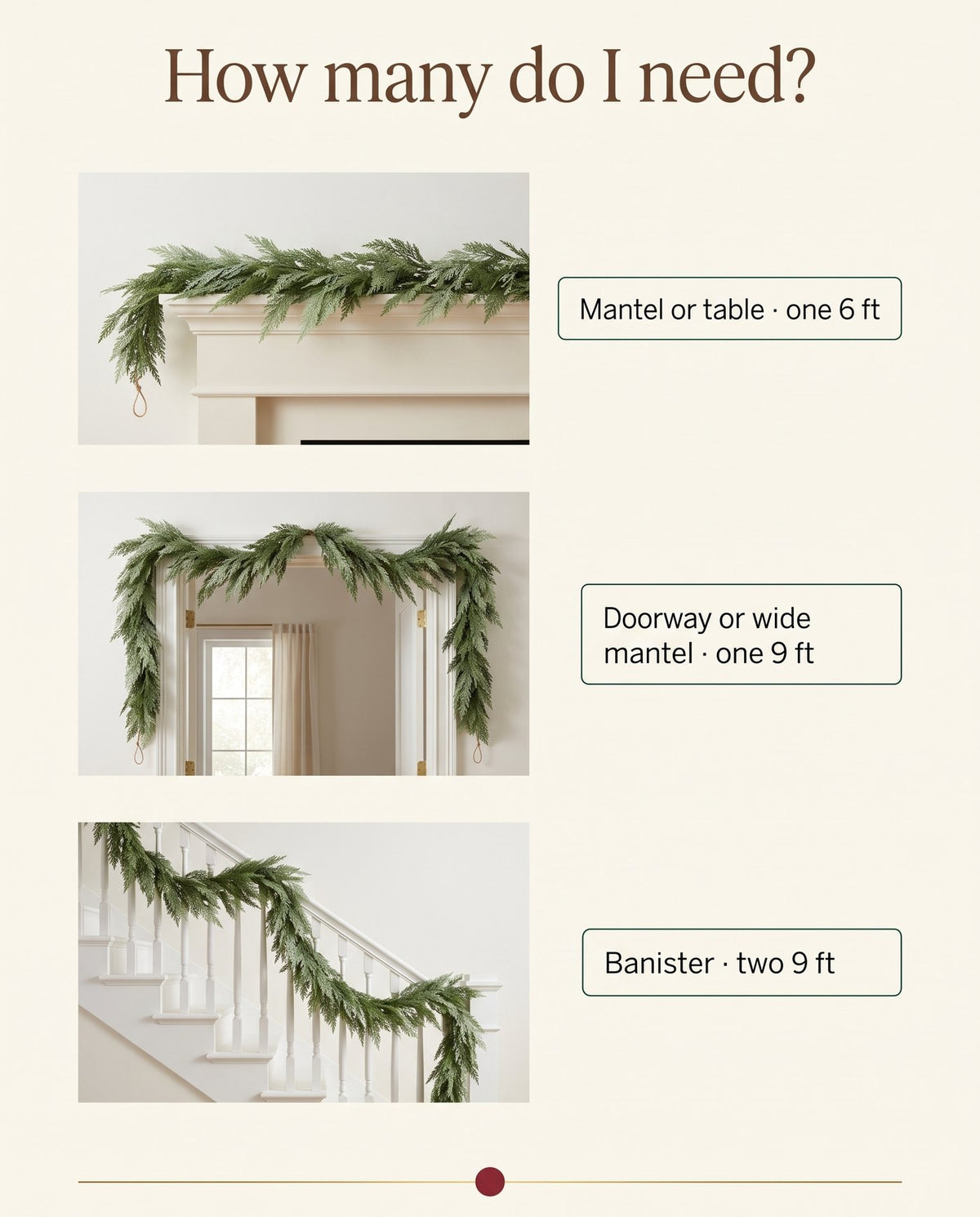 The Hearthside real-touch cedar garland — how many do I need