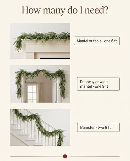 The Hearthside real-touch cedar garland — how many do I need