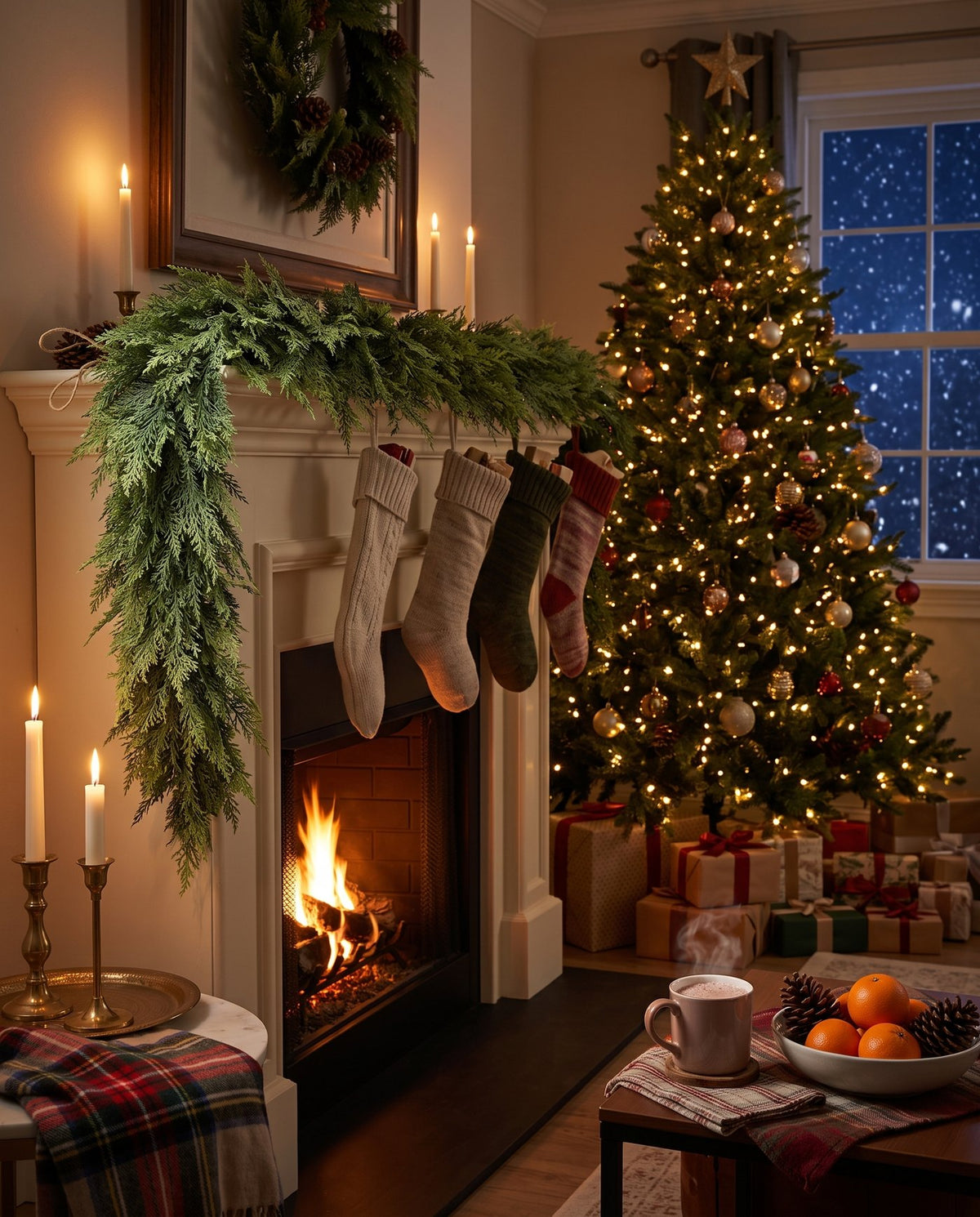 The Hearthside real-touch cedar garland — 6 ft