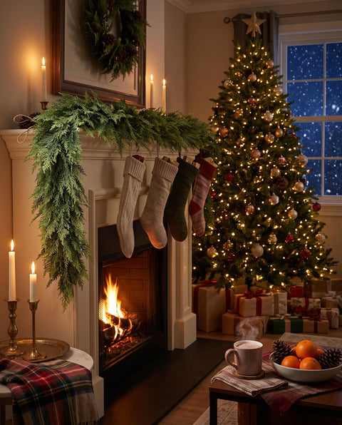 The Hearthside real-touch cedar garland — 6 ft