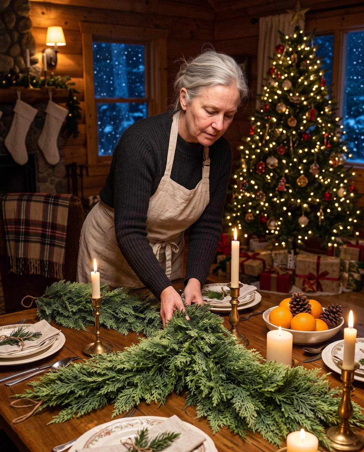 The Hearthside real-touch cedar garland — Christmas table