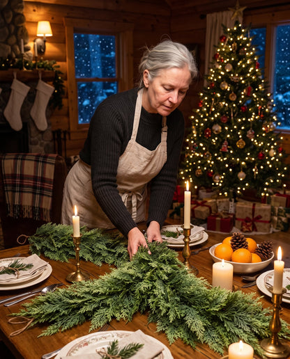 The Hearthside real-touch cedar garland — Christmas table