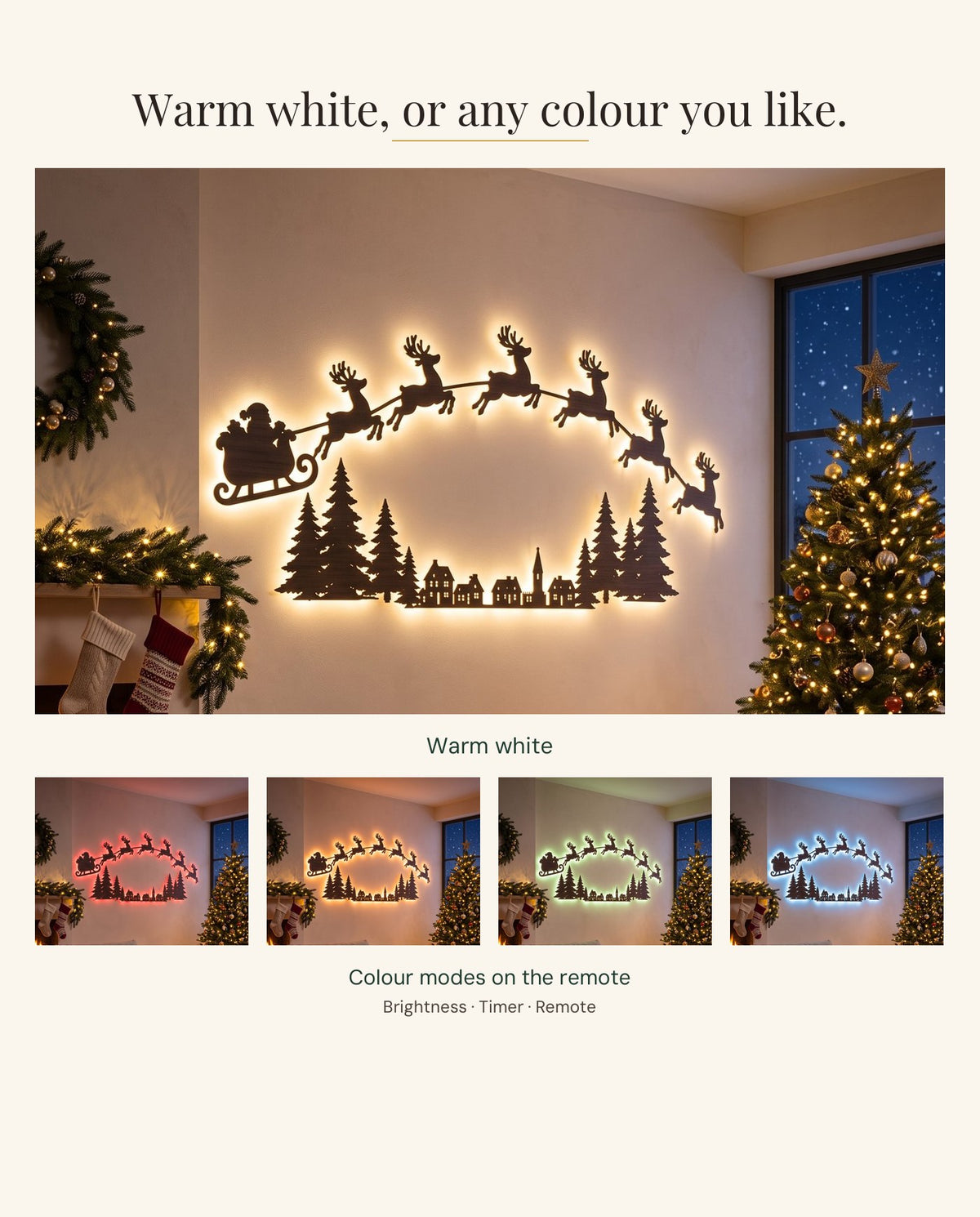 The Night Before backlit LED wall silhouettes — colour modes