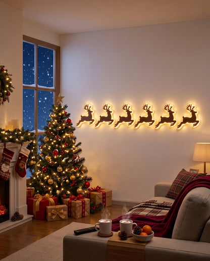 The Night Before backlit LED wall silhouettes — Reindeer Run