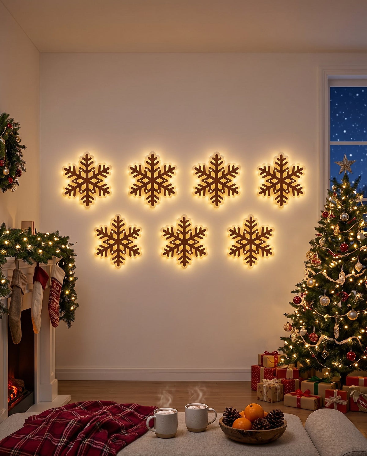 The Night Before backlit LED wall silhouettes — Snowfall